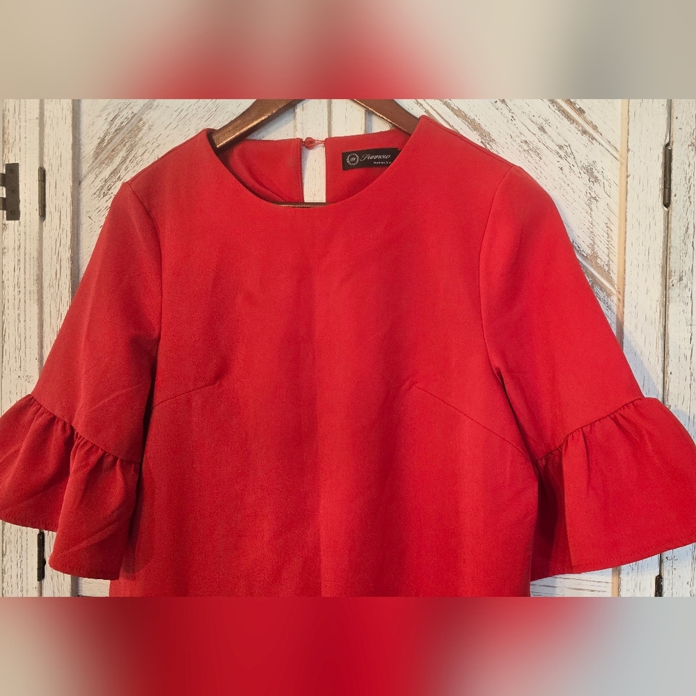Elegant Red Long Sleeve Dress - Picture 5 of 5